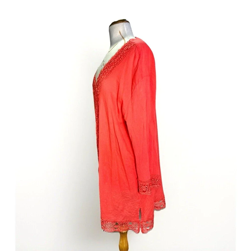 Isaac Mizrahi Cover Up Size XXL Women’s Coastal Grandmother Boho Chic Coral Set
